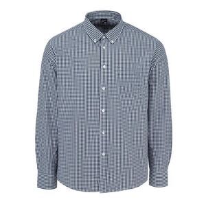 Fabric Mens Patterned Poplin Long-Sleeved Shirt / Navy Gingham